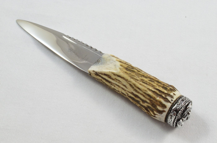 Antler Stag Horn Handle Pewter Capped Sgain Dubh Dirk Hand Forged Stainless Steel Blade Made In Sheffield England - Image 2
