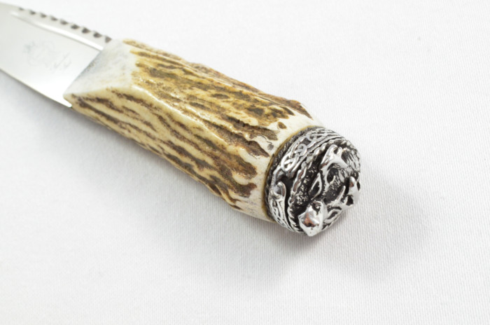Antler Stag Horn Handle Pewter Capped Sgain Dubh Dirk Hand Forged Stainless Steel Blade Made In Sheffield England - Image 4