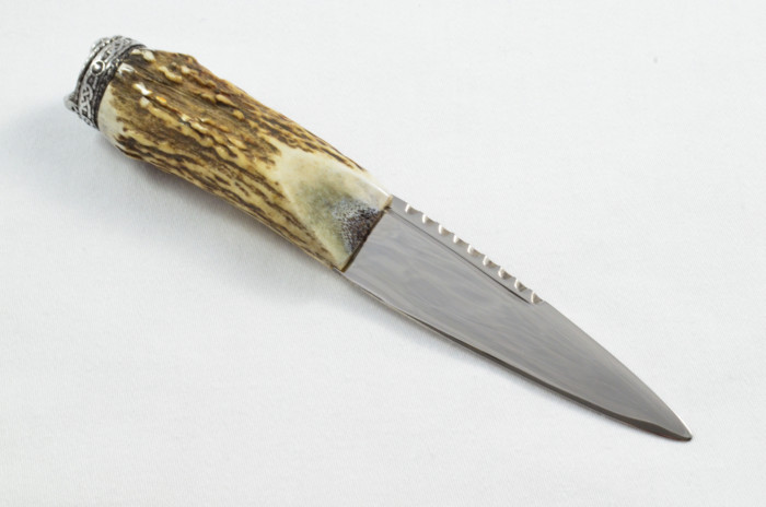 Antler Stag Horn Handle Pewter Capped Sgain Dubh Dirk Hand Forged Stainless Steel Blade Made In Sheffield England - Image 6