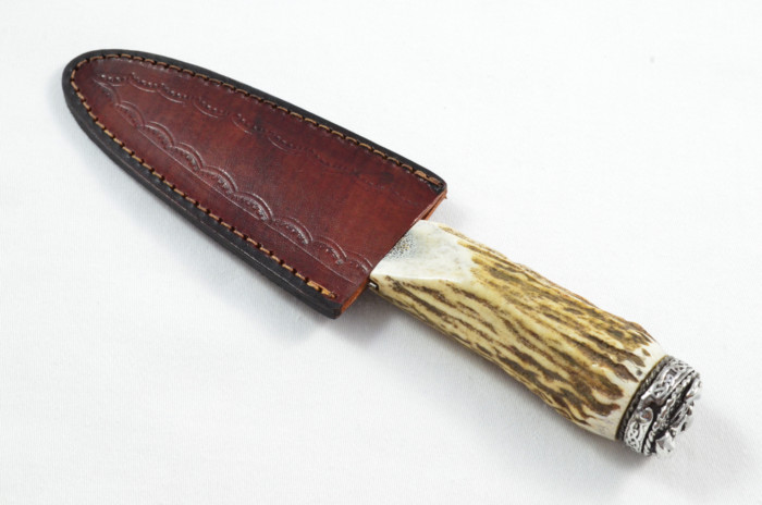 Antler Stag Horn Handle Pewter Capped Sgain Dubh Dirk Hand Forged Stainless Steel Blade Made In Sheffield England - Image 7