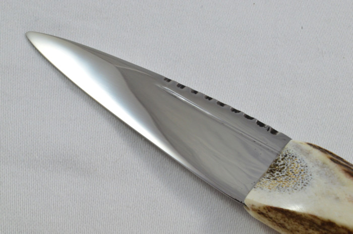 Antler Stag Horn Handle Pewter Capped Sgain Dubh Dirk Hand Forged Carbon Steel Blade Made In Sheffield England - Image 3