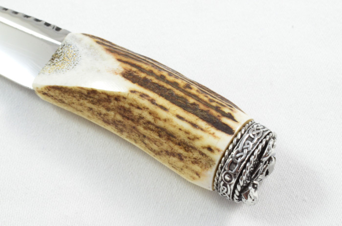 Antler Stag Horn Handle Pewter Capped Sgain Dubh Dirk Hand Forged Carbon Steel Blade Made In Sheffield England - Image 4