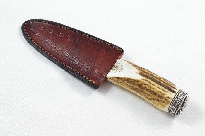 Antler Stag Horn Handle Pewter Capped Sgain Dubh Dirk Hand Forged Carbon Steel Blade Made In Sheffield England - Image 7