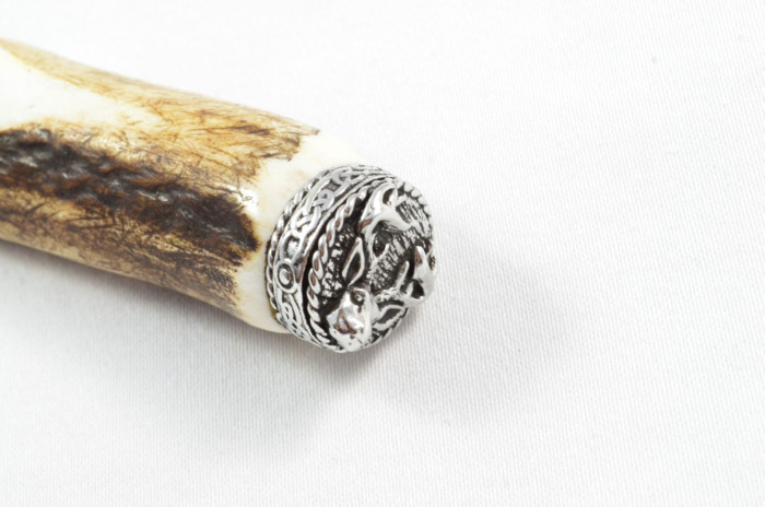 Antler Stag Horn Handle Pewter Capped Sgain Dubh Dirk Damascus Steel Bottle Opener Blade Made In Sheffield England - Image 5