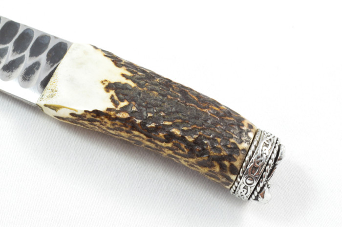 Antler Stag Horn Handle Pewter Capped Sgain Dubh Dirk Hand Forged Steel Blade Made In Sheffield England - Image 4