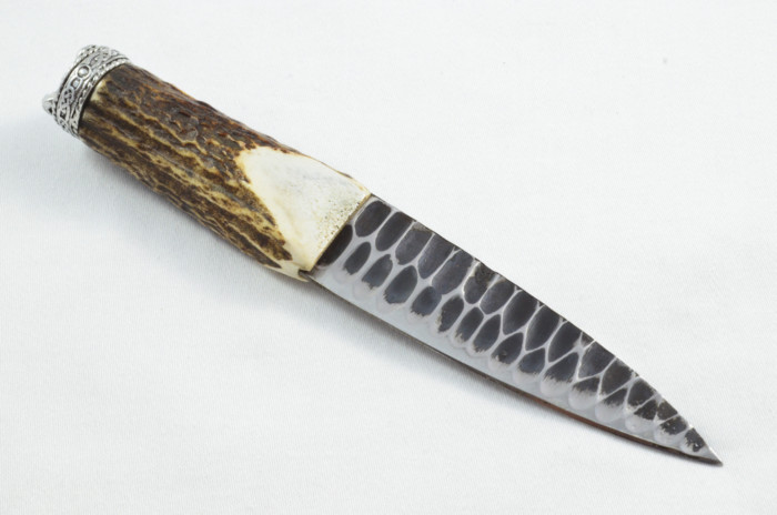 Antler Stag Horn Handle Pewter Capped Sgain Dubh Dirk Hand Forged Steel Blade Made In Sheffield England - Image 5