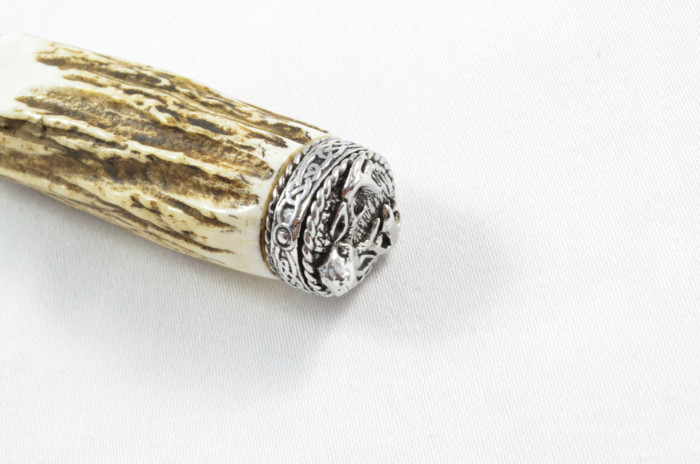 Antler Stag Horn Handle Pewter Capped Sgain Dubh Dirk Hand Engraved Steel Blade Made In Sheffield England - Image 5