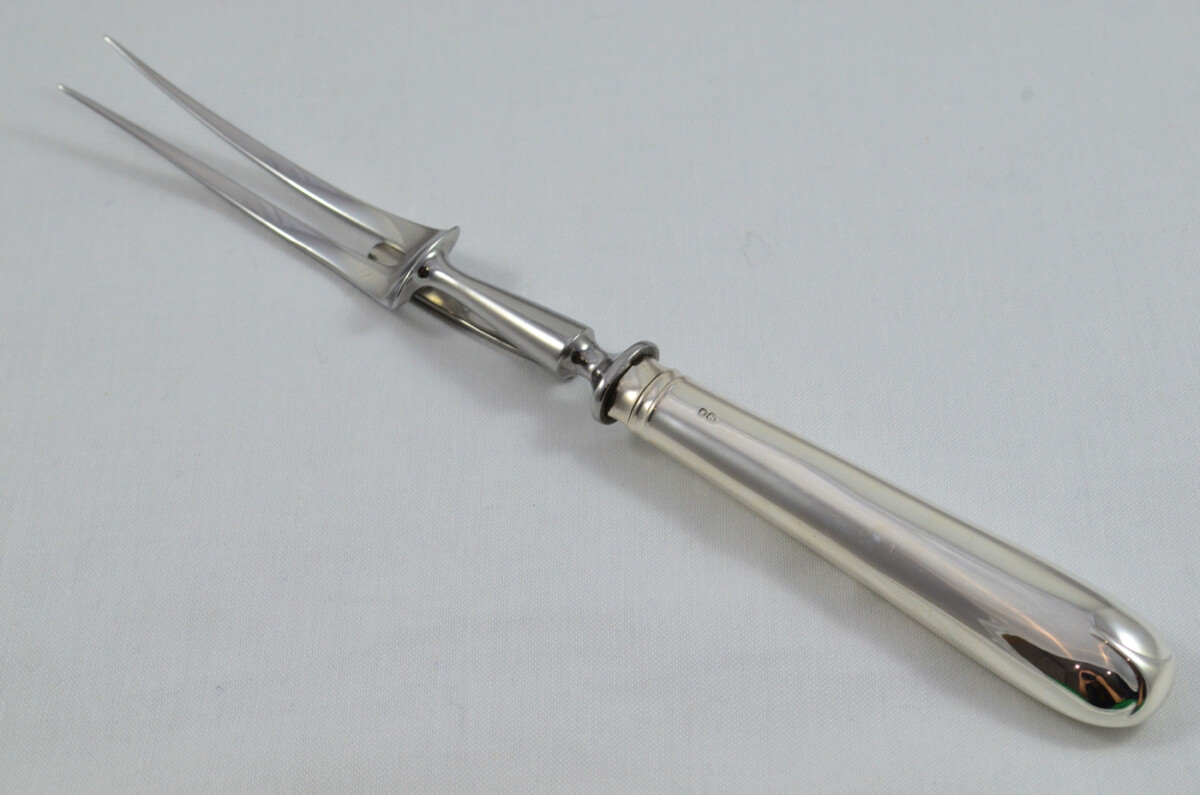 Old English Pip Wooden Cased Sterling Silver Handled 2 Piece Carving Set 1973 - Image 4
