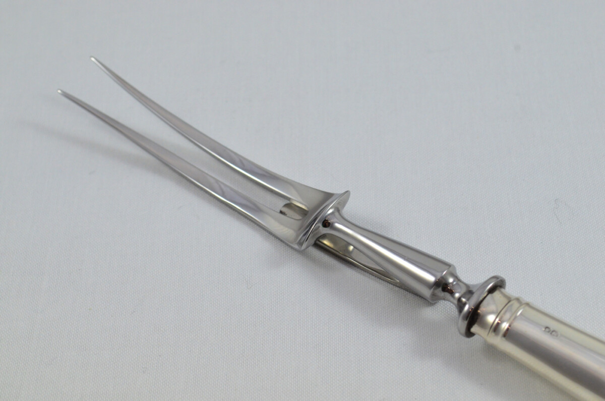 Old English Pip Wooden Cased Sterling Silver Handled 2 Piece Carving Set 1973 - Image 8