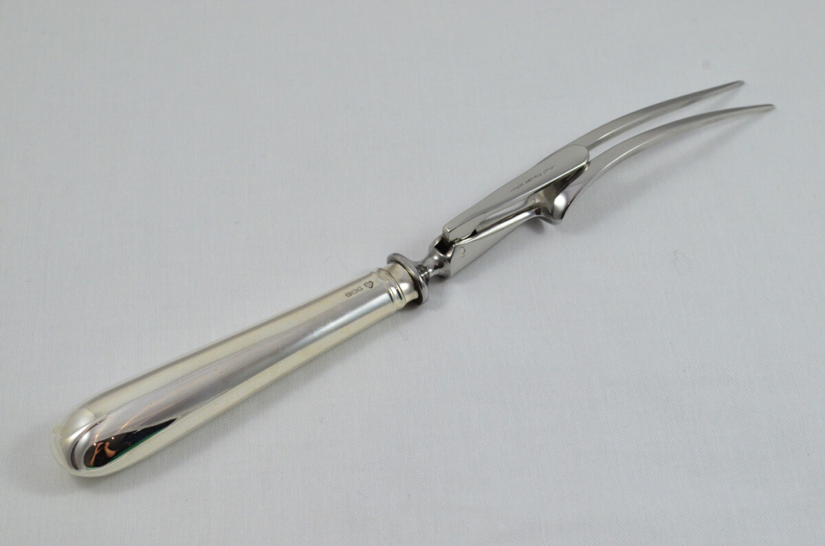 Old English Pip Wooden Cased Sterling Silver Handled 2 Piece Carving Set 1973 - Image 10