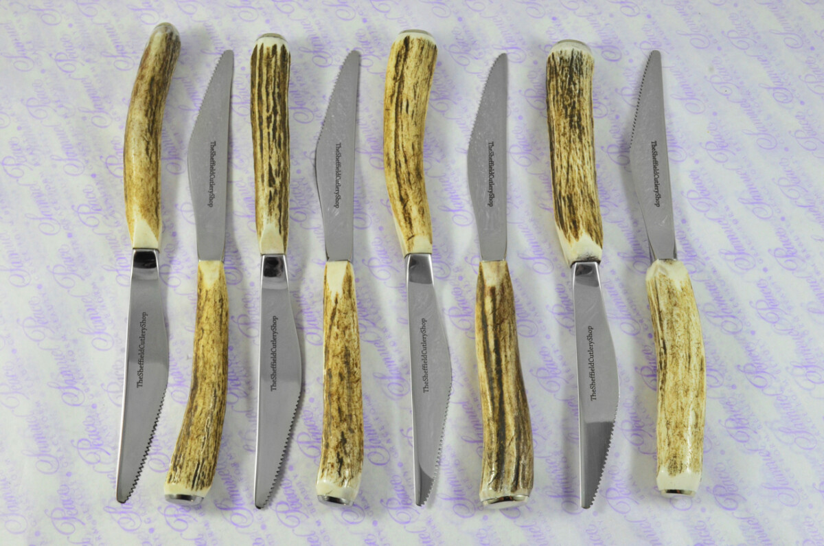Coarse Serrate Eight Genuine Stag/Antler Handle Steak/Bistro/Grill Knife Made Sheffield England - Image 11