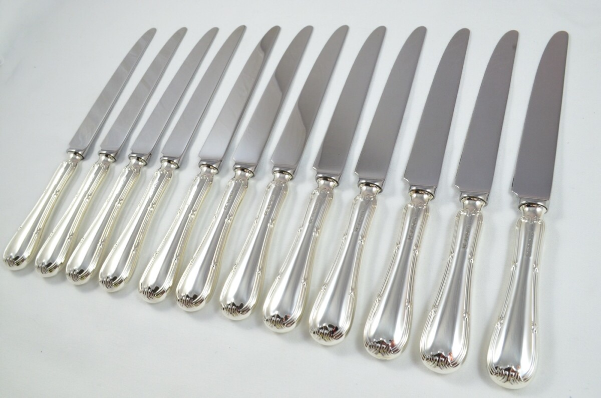 2021 Sterling Silver Empire Pattern Sheffield 12 Dinner Knives Yates Brothers