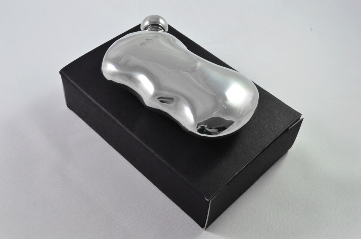 Brand New Pewter 4oz Hip Flask "The Grip!" Bespoke Handmade in Sheffield England - Image 2