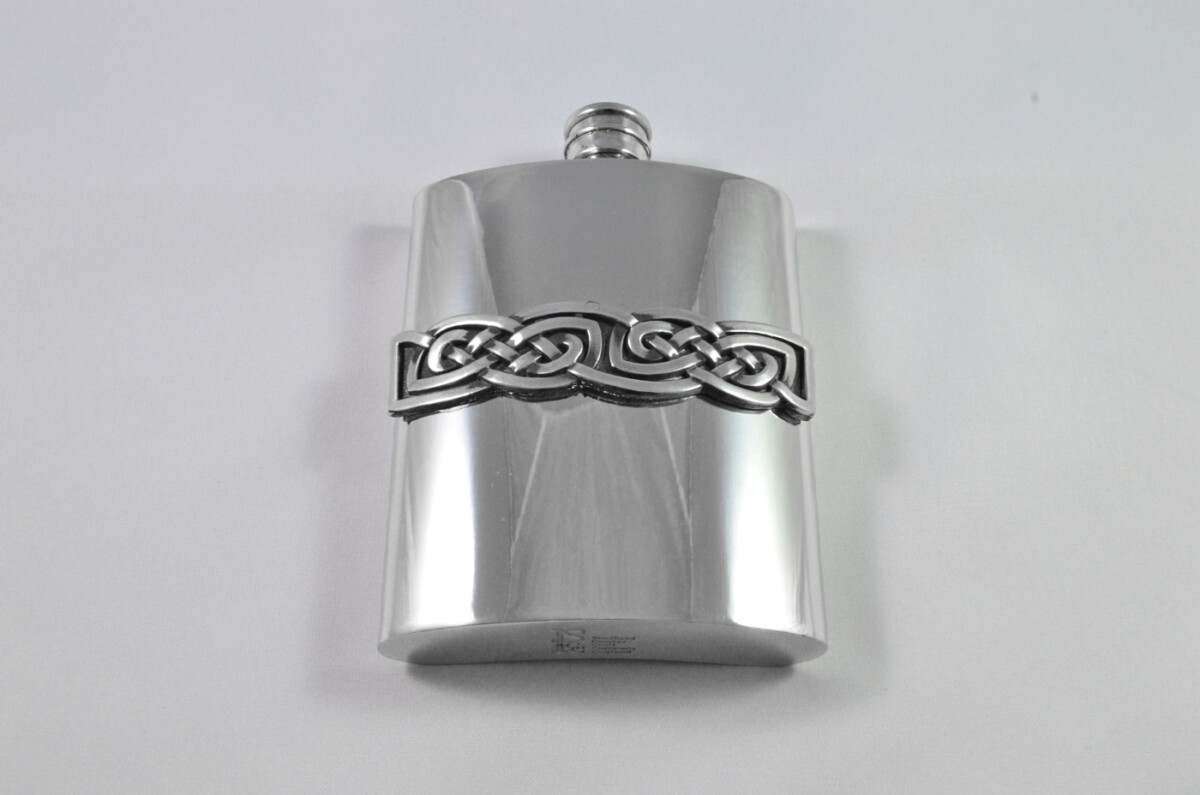 Brand New Pewter 6oz Celtic Band Kidney Shaped Hip Flask Bespoke Handmade in Sheffield England - Image 3