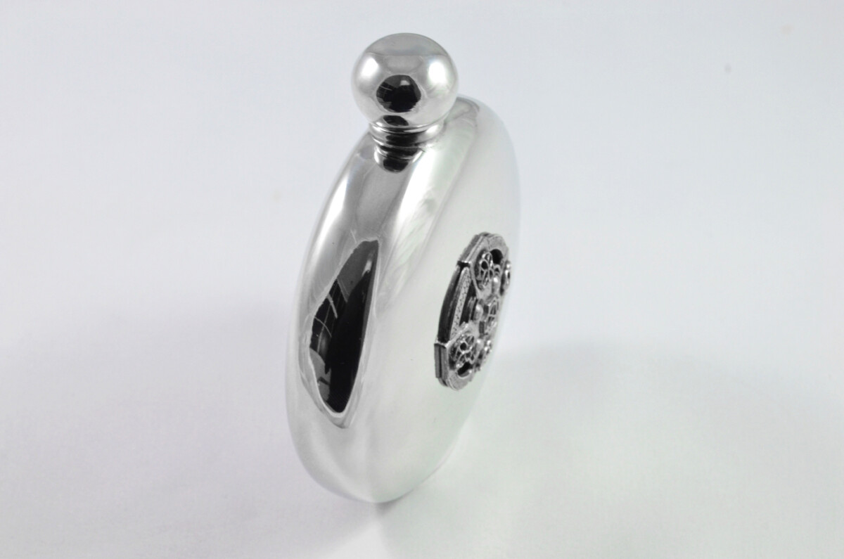 Brand New Pewter 6oz Celtic Badge Round Hip Flask Bespoke Handmade in Sheffield England - Image 8