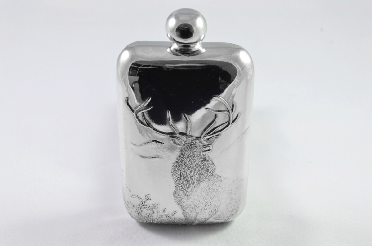 Brand New Pewter 6oz Monarch of the Glen Hip Flask Bespoke Handmade in Sheffield England