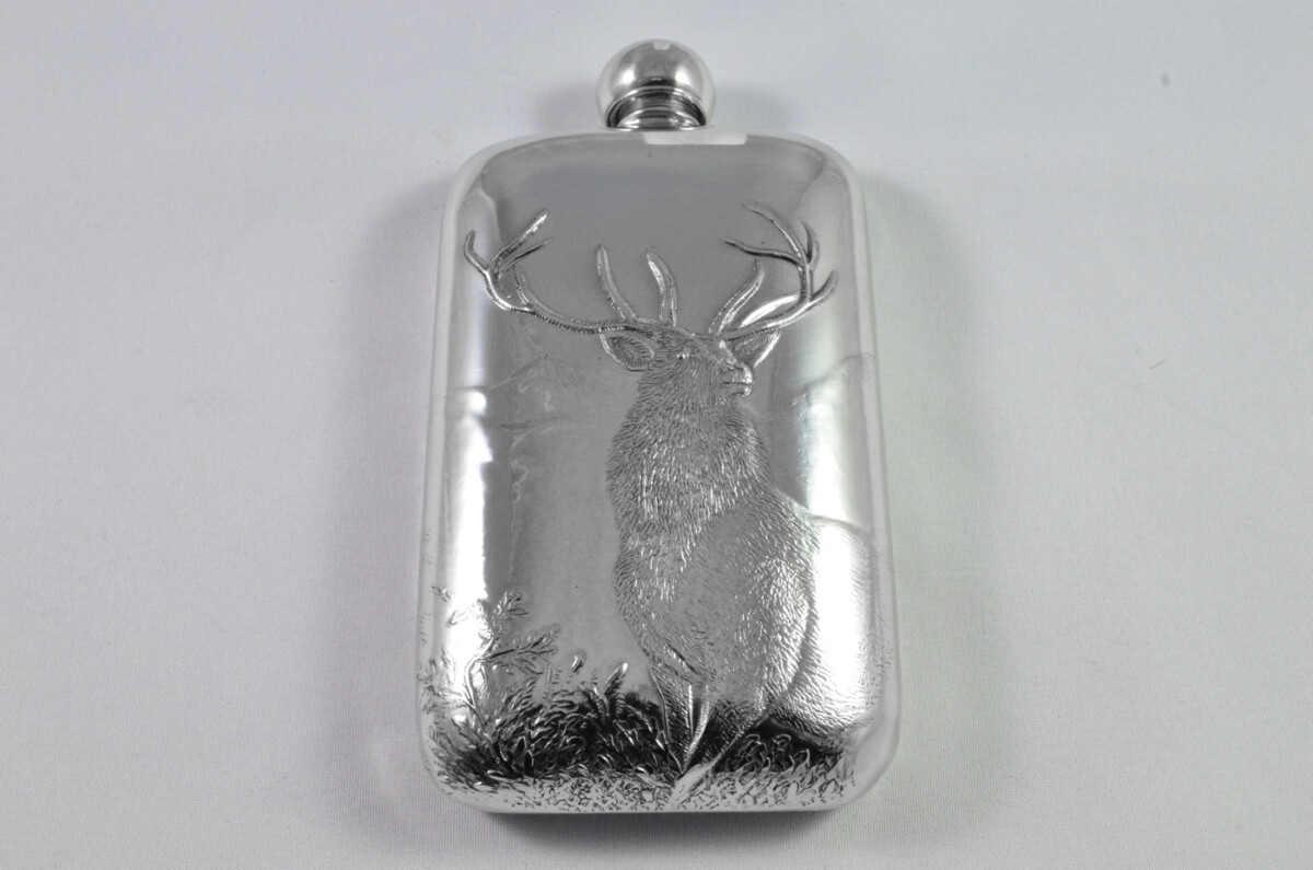 Brand New Pewter 6oz Monarch of the Glen Hip Flask Bespoke Handmade in Sheffield England - Image 5