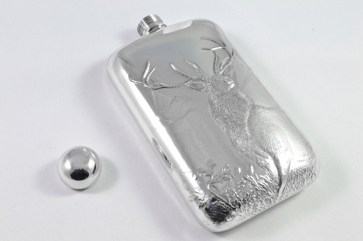 Brand New Pewter 6oz Monarch of the Glen Hip Flask Bespoke Handmade in Sheffield England - Image 8