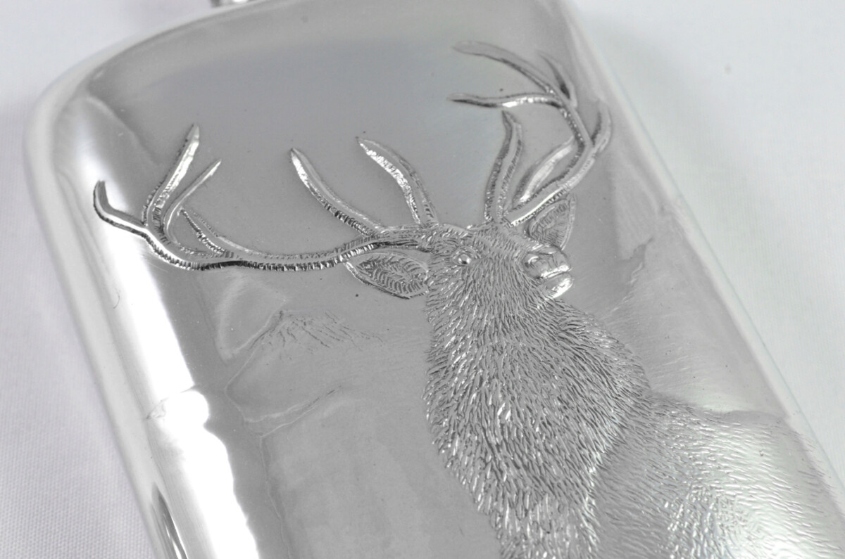 Brand New Pewter 6oz Monarch of the Glen Hip Flask Bespoke Handmade in Sheffield England - Image 3