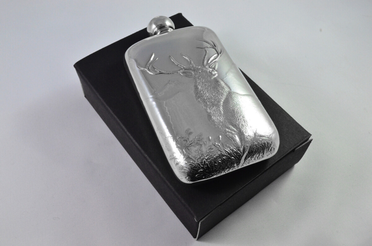Brand New Pewter 6oz Monarch of the Glen Hip Flask Bespoke Handmade in Sheffield England - Image 2