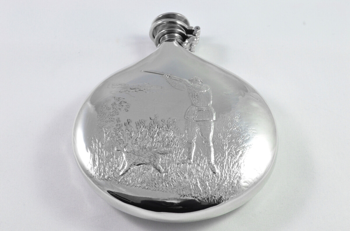 Brand New Pewter 6oz Scottish Sporran Hunting Scene Hip Flask Bespoke Handmade in Sheffield England - Image 5