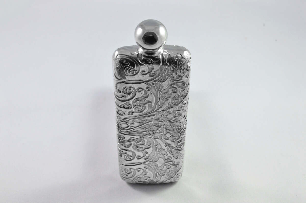 Brand New Pewter 4oz Ladies Handbag Highland Foliage Pattern Hip Flask Bespoke Handmade in Sheffield England - Image 8