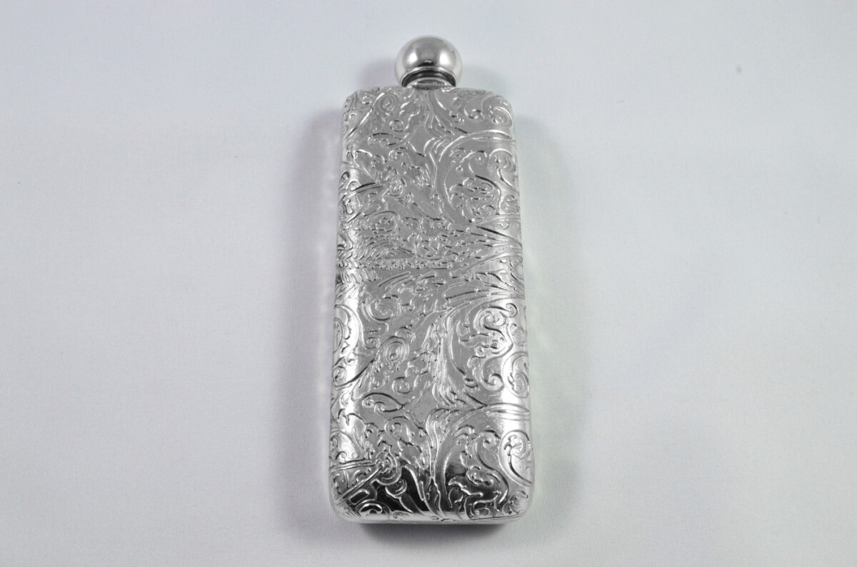 Brand New Pewter 4oz Ladies Handbag Highland Foliage Pattern Hip Flask Bespoke Handmade in Sheffield England - Image 3