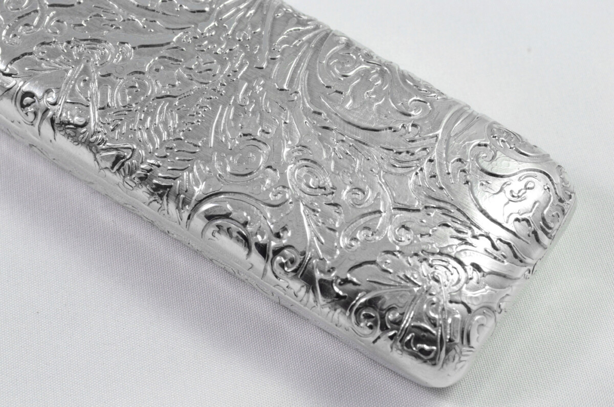 Brand New Pewter 4oz Ladies Handbag Highland Foliage Pattern Hip Flask Bespoke Handmade in Sheffield England - Image 4