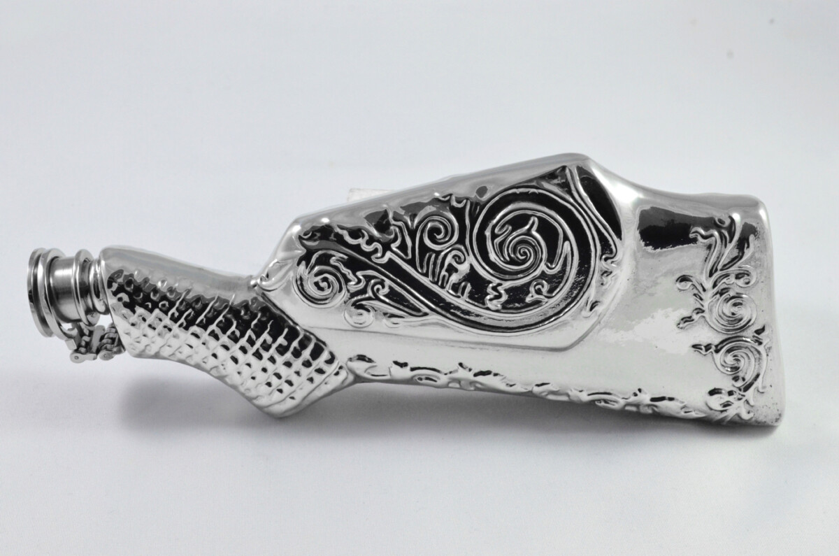Brand New Pewter 6oz Gun Stock Design Hip Flask Unique Handmade in Sheffield England