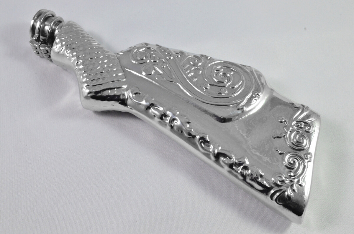 Brand New Pewter 6oz Gun Stock Design Hip Flask Unique Handmade in Sheffield England - Image 7