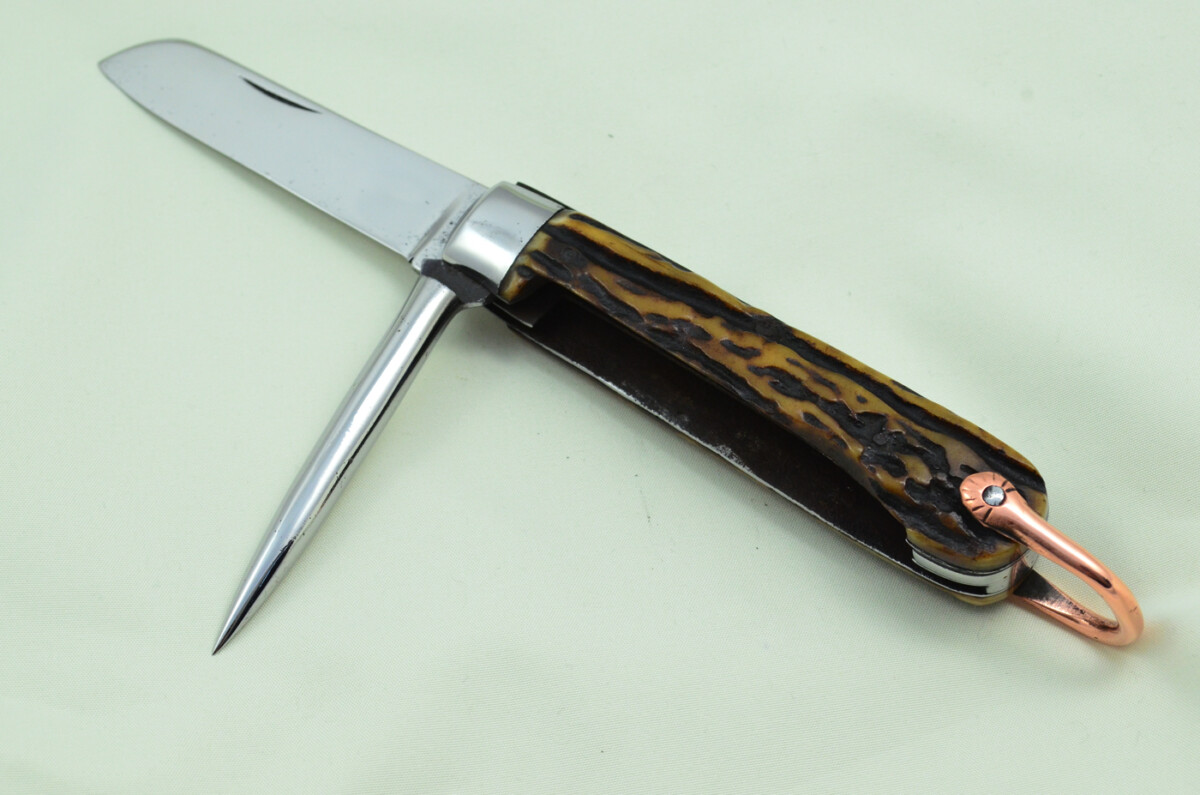 Antique British Farmers Pen/Pocket Knife Stag Horn Antler Scales Made in Sheffield England c1900 - Image 2