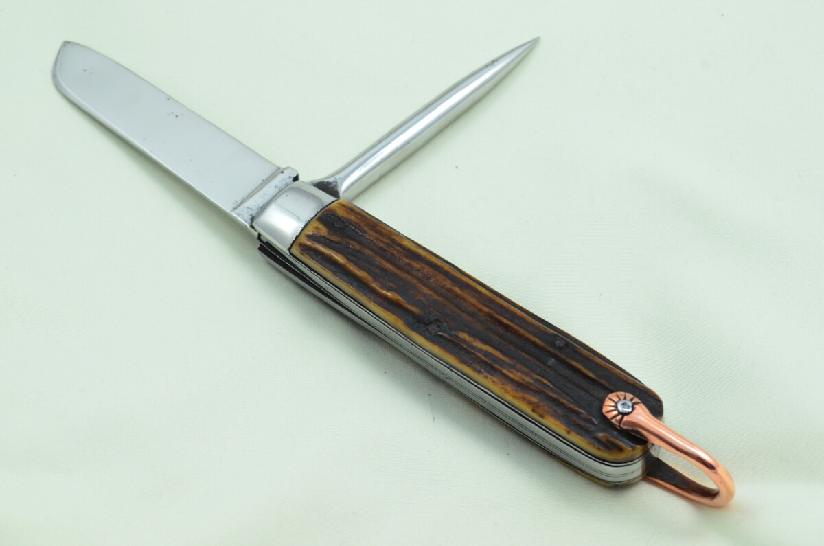Antique British Farmers Pen/Pocket Knife Stag Horn Antler Scales Made in Sheffield England c1900 - Image 6