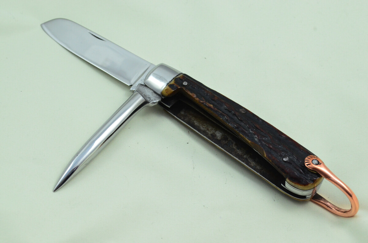 Antique British Farmers Pen/Pocket Knife Stag Horn Antler Scales Made in Sheffield England c1900 - Image 2