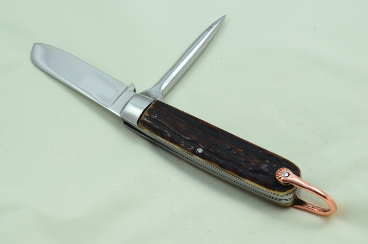 Antique British Farmers Pen/Pocket Knife Stag Horn Antler Scales Made in Sheffield England c1900 - Image 4