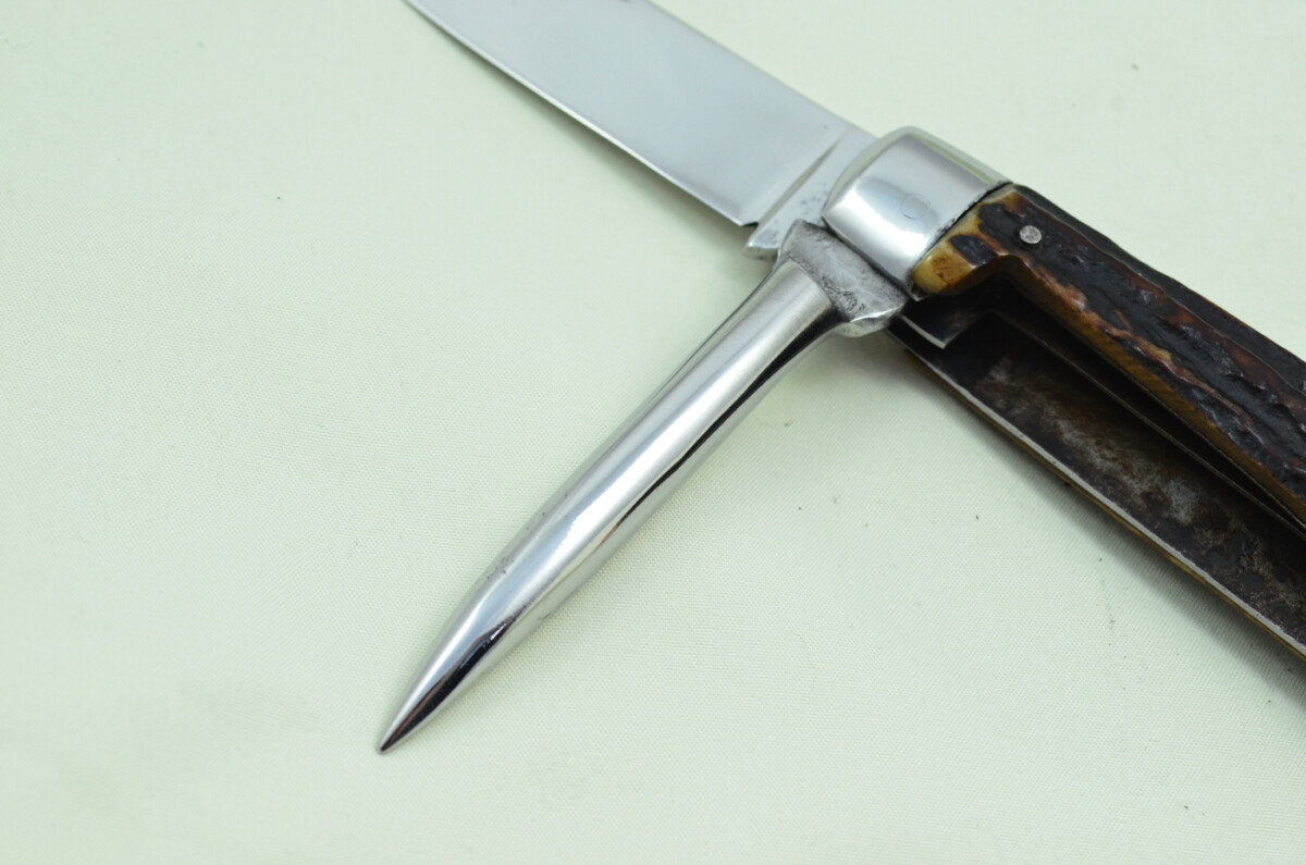Antique British Farmers Pen/Pocket Knife Stag Horn Antler Scales Made in Sheffield England c1900 - Image 5