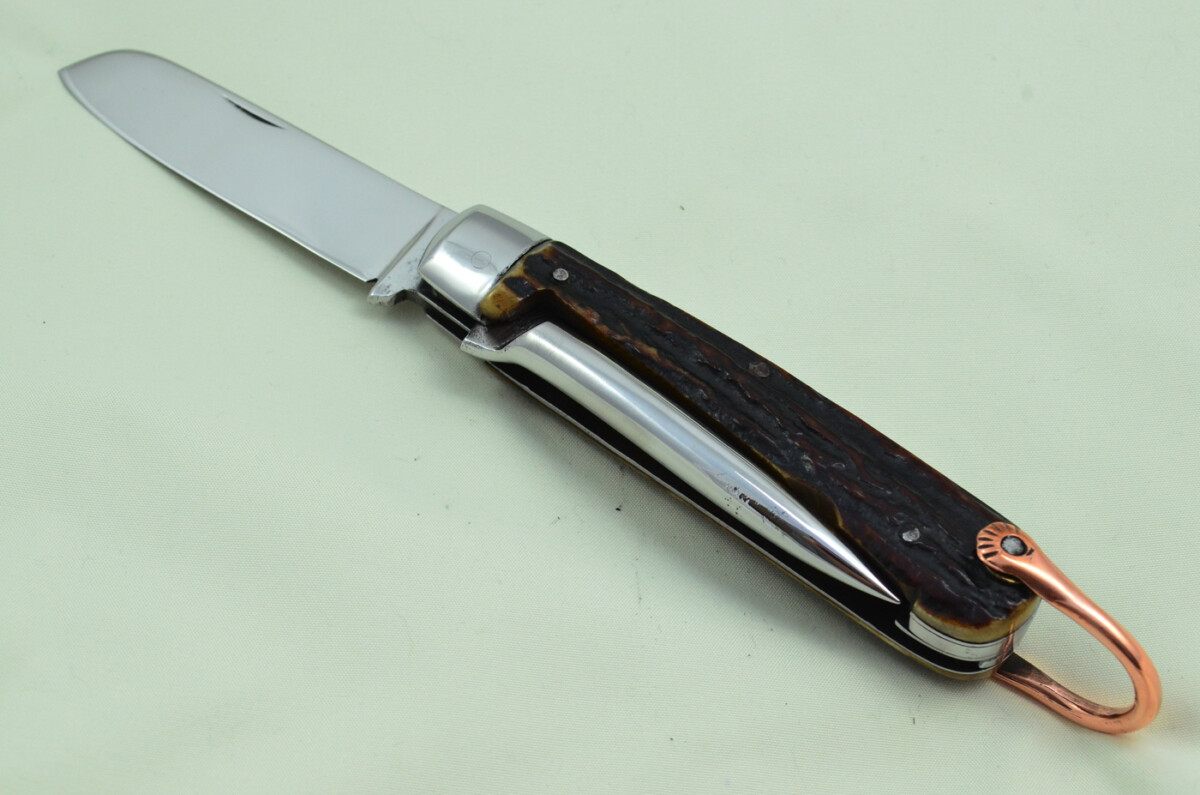 Antique British Farmers Pen/Pocket Knife Stag Horn Antler Scales Made in Sheffield England c1900 - Image 7