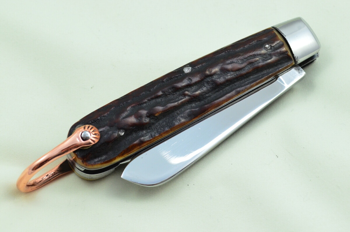 Antique British Farmers Pen/Pocket Knife Stag Horn Antler Scales Made in Sheffield England c1900 - Image 11