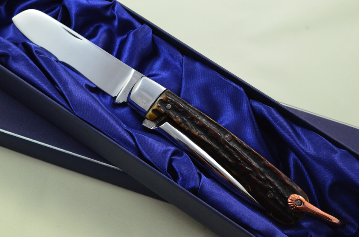 Antique British Farmers Pen/Pocket Knife Stag Horn Antler Scales Made in Sheffield England c1900