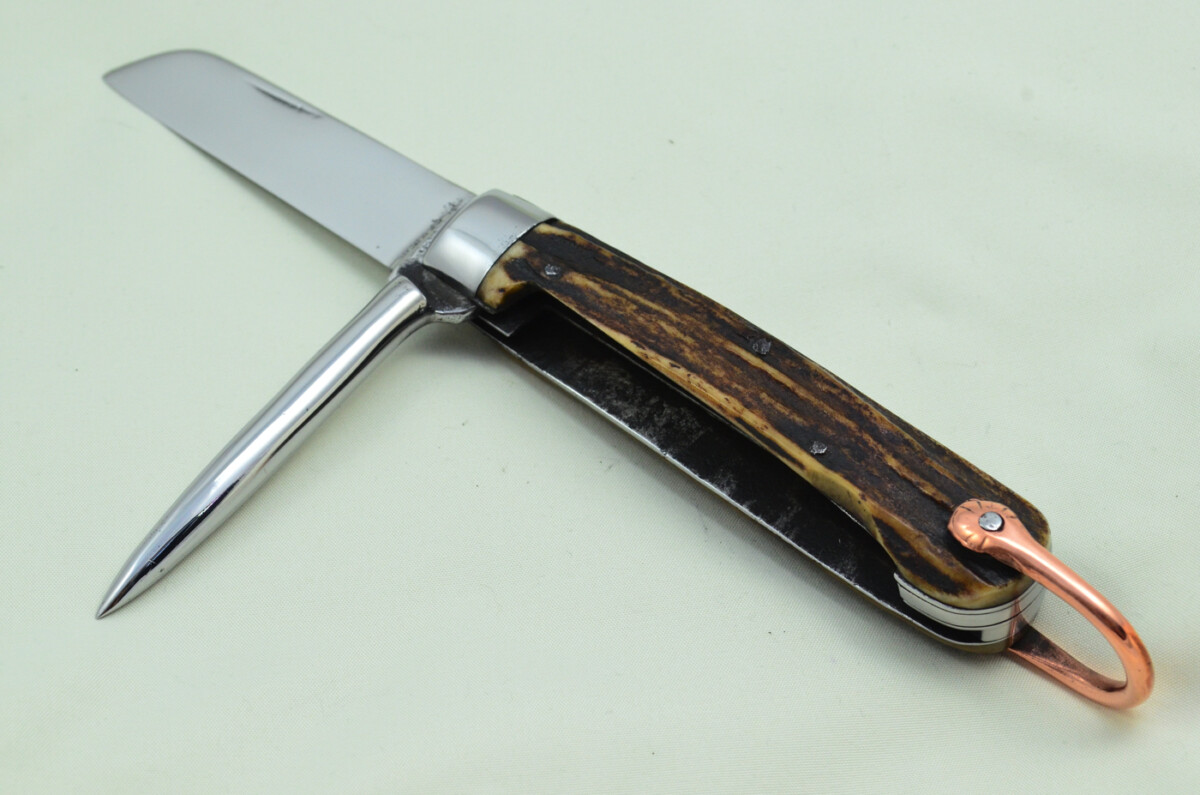 Antique British Farmers Pen/Pocket Knife Stag Horn Antler Scales Made in Sheffield England c1900 - Image 2