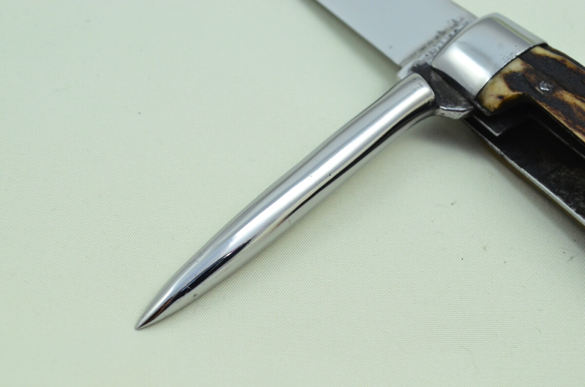 Antique British Farmers Pen/Pocket Knife Stag Horn Antler Scales Made in Sheffield England c1900 - Image 3