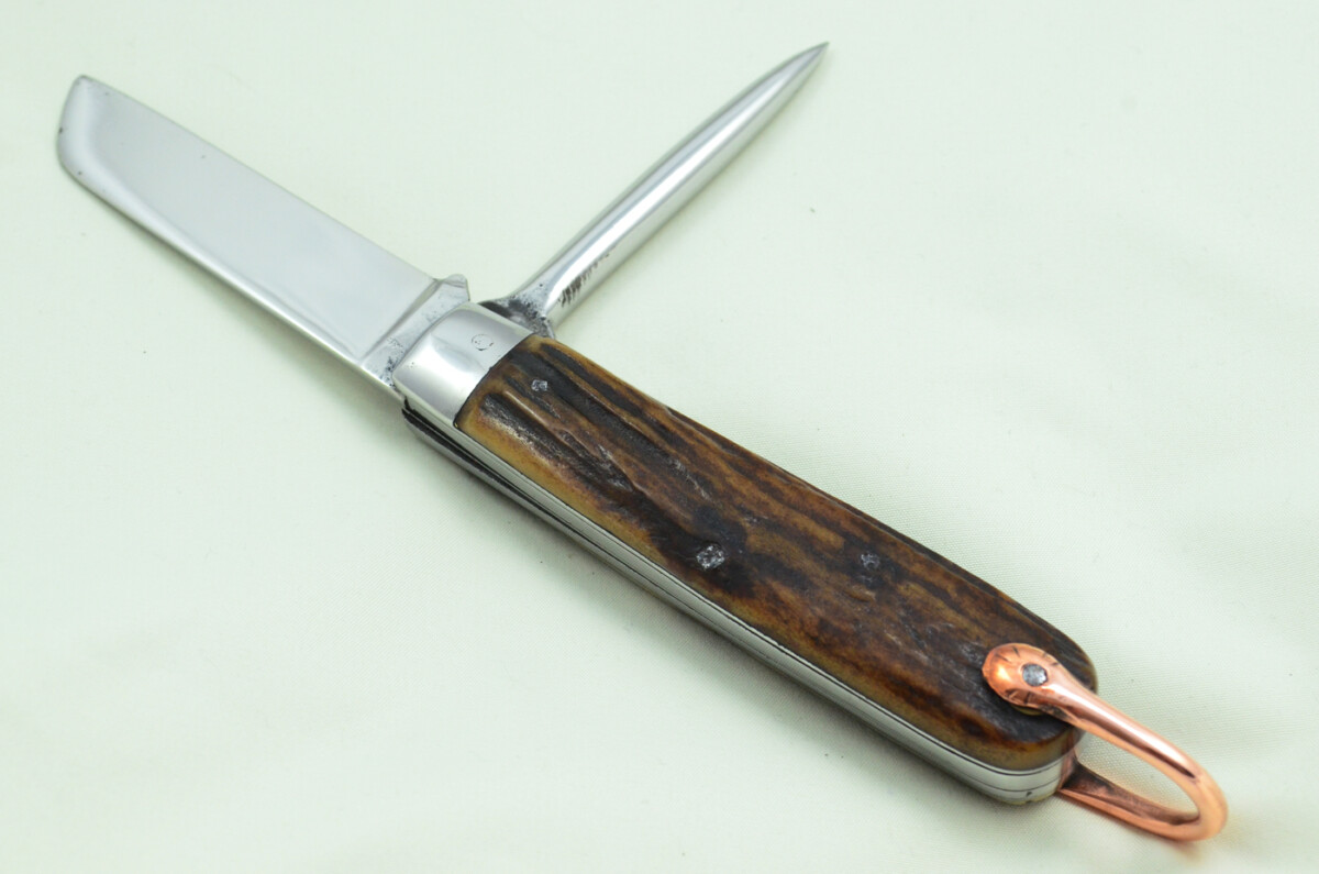 Antique British Farmers Pen/Pocket Knife Stag Horn Antler Scales Made in Sheffield England c1900 - Image 5