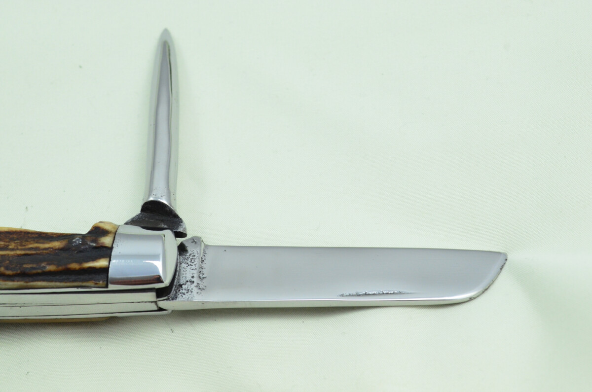 Antique British Farmers Pen/Pocket Knife Stag Horn Antler Scales Made in Sheffield England c1900 - Image 6