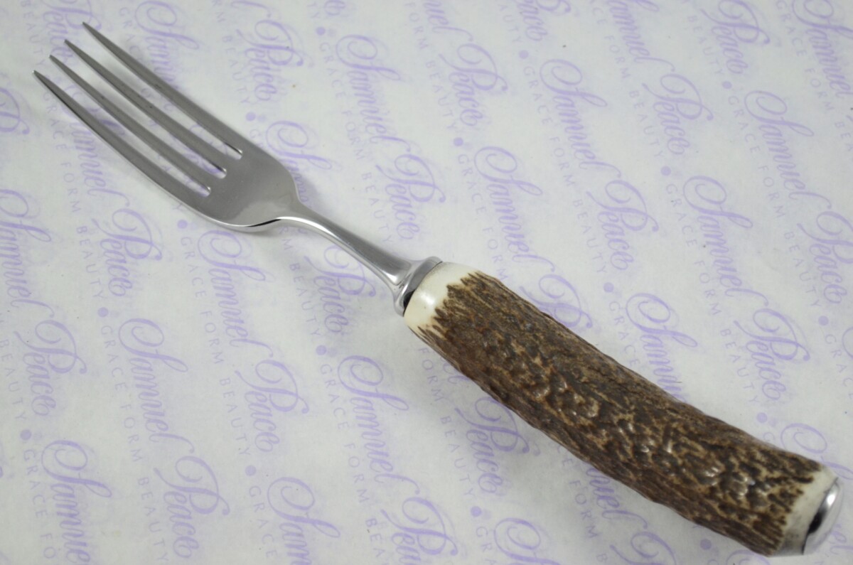 A Set of Six Genuine Stag/Antler Handle Steak Forks Boxed Made In Sheffield England - Image 3