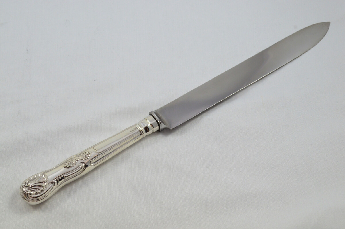 Francis Higgins II RARE London Cased Sterling Silver Handled 5 Piece Game & Carving Set Kings Pattern 1875 - Image 9