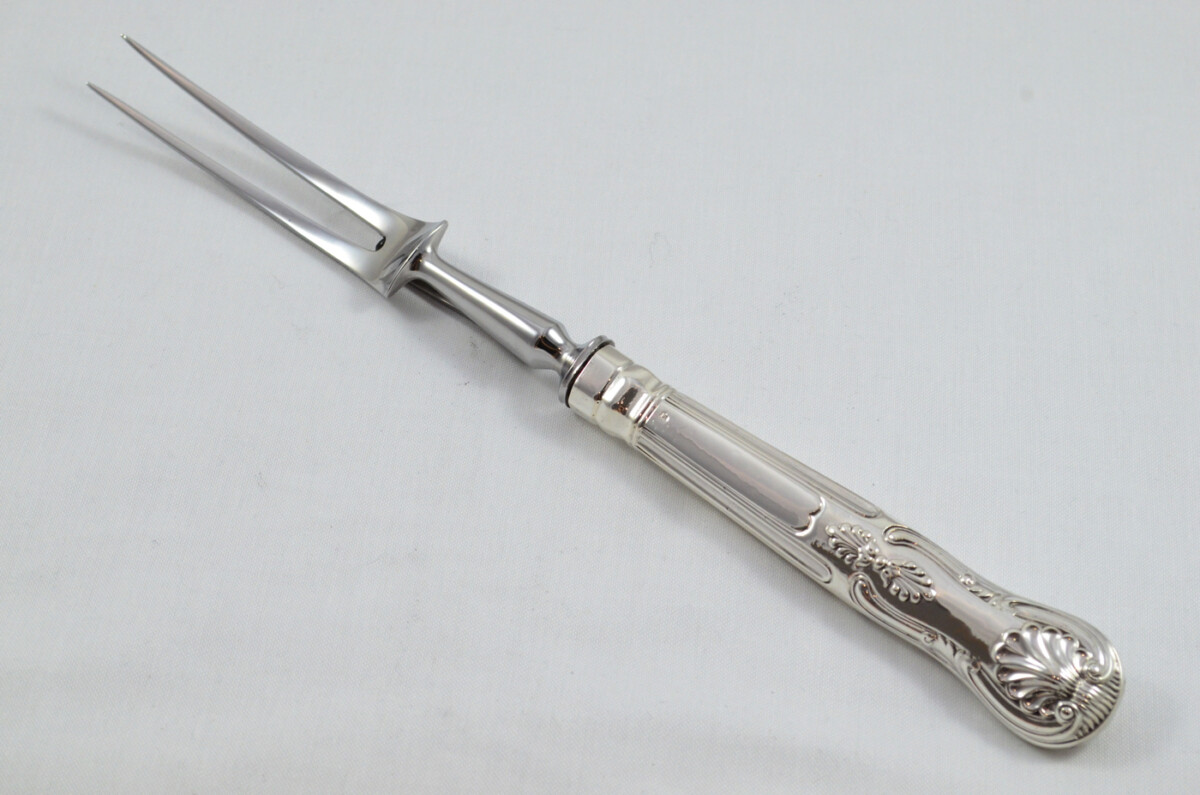 Francis Higgins II RARE London Cased Sterling Silver Handled 5 Piece Game & Carving Set Kings Pattern 1875 - Image 8