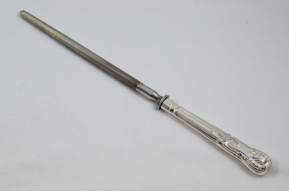 Francis Higgins II RARE London Cased Sterling Silver Handled 5 Piece Game & Carving Set Kings Pattern 1875 - Image 12