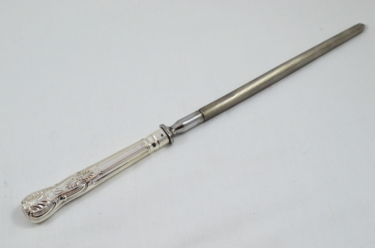 Francis Higgins II RARE London Cased Sterling Silver Handled 5 Piece Game & Carving Set Kings Pattern 1875 - Image 11