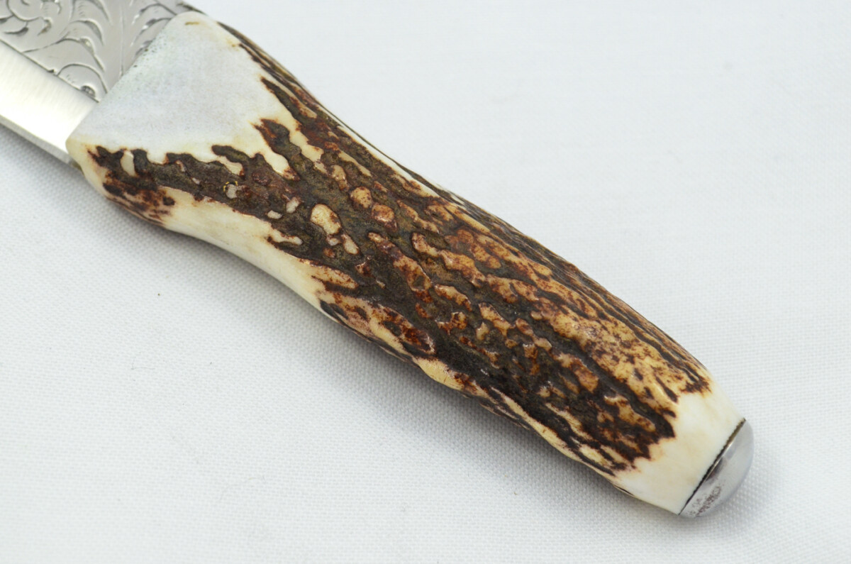 A Fantastic Genuine Hand Engraved Carbon Steel Stag Horn Antler Handle Sgian Dubh Sheffield England - Image 4