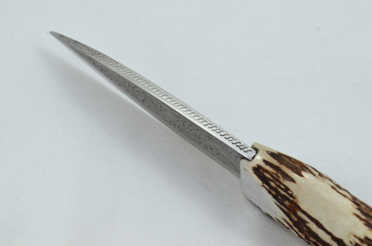 A Fantastic Genuine Hand Engraved Carbon Steel Stag Horn Antler Handle Sgian Dubh Sheffield England - Image 6