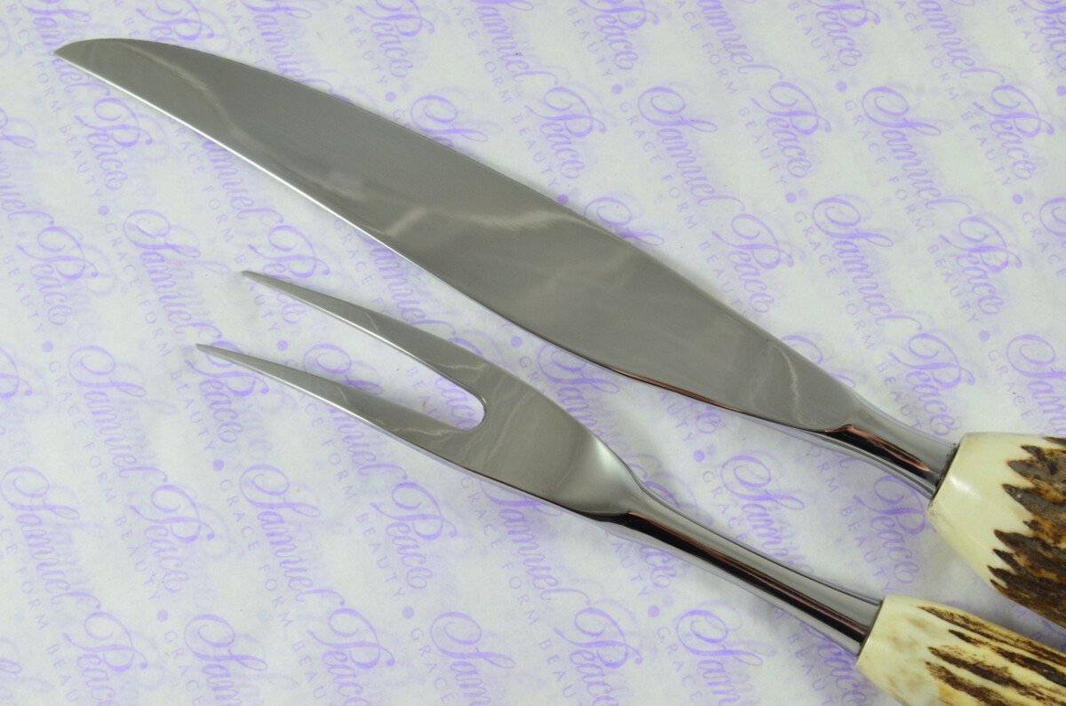 Genuine Stag/Horn/Antler Handled Hand Carved Horses Head 2 Piece Carving Set Cased Made In Sheffield England Unique - Image 6